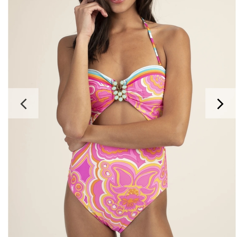 NWT Trina Turk Morning Sunrise Bandeau SwimSuit - Picture 13 of 14